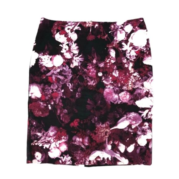 Adrianna Papell Purple Floral Pencil Skirt size 8 - Picture 1 of 4